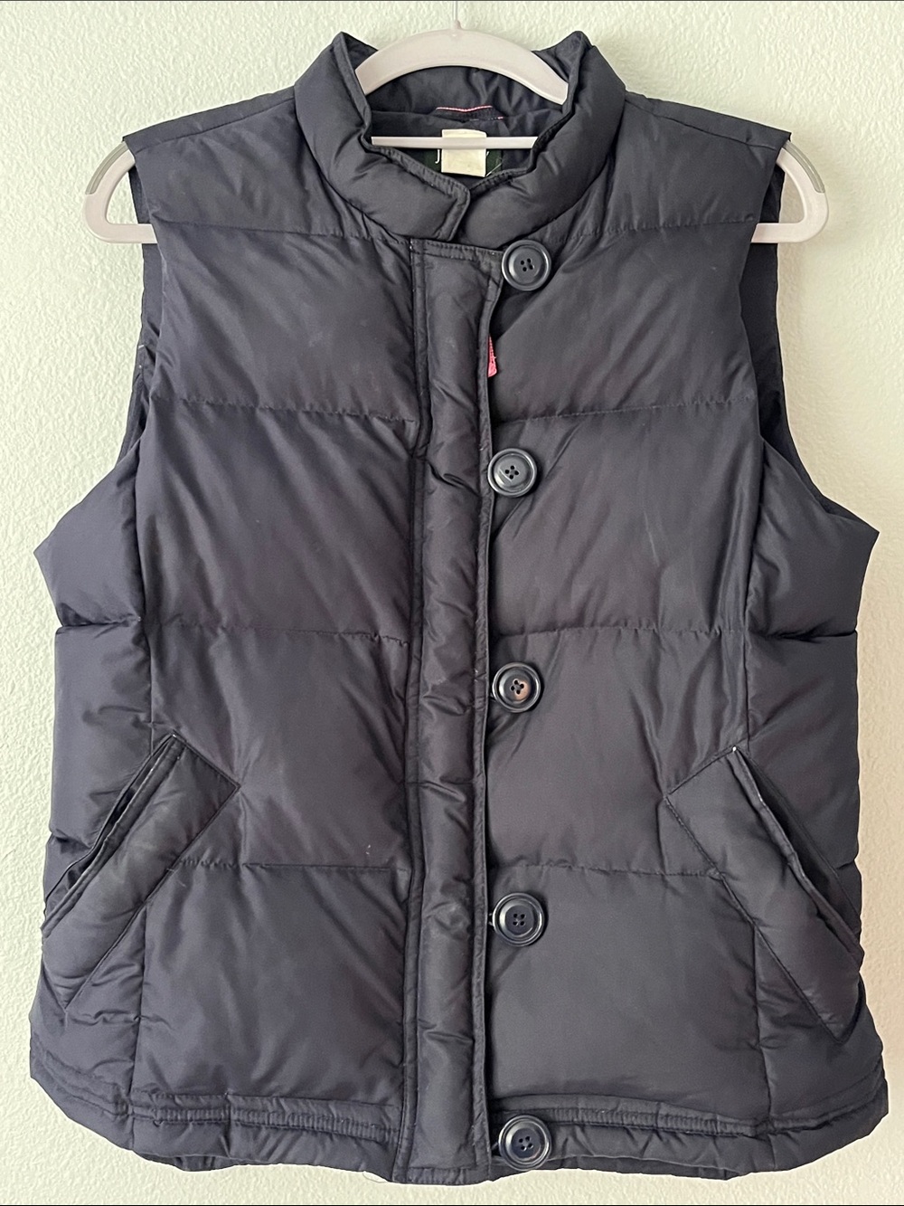 J. Crew Down & Feather Quilted Puffer Vest Medium Navy